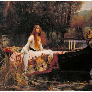 The Lady of Shalott in Boat: 8"by10" Art Print Reproduction of Famous Painting